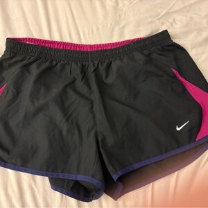 Nike Women's Athletic Shorts in Black with Pink and Purple Highlights